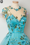 Promfast Lace Homecoming Dresses Scoop A Line Floral Short Prom Dress Cute Party Dress HZ0527