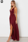 2025 A-line Custom Spaghetti Straps Prom Dresses Burgundy Long Prom Dresses Evening Dress HZ0527