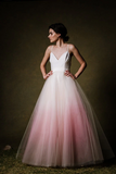 Promfast Chic Ombre Prom Dresses Spaghetti Straps A line Floor length Long Prom Dress HZ0527