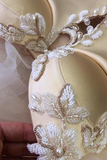 Promfast A Line Straps Floor Length Beading Wedding Dress Long Bridal Gown HZ0527