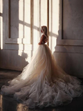 Promfast A Line Straps Floor Length Beading Wedding Dress Long Bridal Gown HZ0527