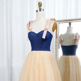 Promfast Simple Sweetheart Spaghetti Straps Prom Dresses Tulle Tea Length Evening Dresses HZ0527