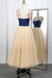 Promfast Simple Sweetheart Spaghetti Straps Prom Dresses Tulle Tea Length Evening Dresses HZ0527