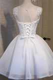Promfast White Lace Open Back Sexy Homecoming Prom Dresses, Cheap Homecoming Dresses HZ0527