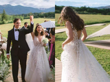 Promfast Sexy V neck Lace Appliqued A Line Beach Bohemia Wedding Gown, Cheap Wedding Dresses HZ0527