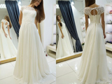 Promfast Simple A Line Long Chiffon Wedding Dresses with Lace HZ0527