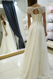 Promfast Simple A Line Long Chiffon Wedding Dresses with Lace HZ0527