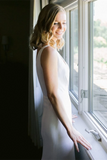 Promfast Elegant Sheath V Neck Off White Wedding Dresses, Simple Beach Wedding Gown HZ0527