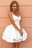 Promfast Simple Ball Gown Short Ivory Lace Up Formal Homecoming Dresses HZ0527