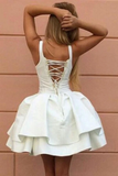 Promfast Simple Ball Gown Short Ivory Lace Up Formal Homecoming Dresses HZ0527