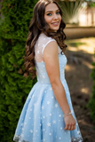 Promfast Delicate Lace Scoop Short A line Homecoming Dresses HZ0527