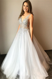 Promfast Tulle V Neck Ball Gown with Re-Embroidered Lace Appliques Wedding Dresses HZ0527