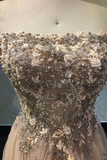 Promfast Luxury Tulle Off The Shoulder Neckline A Line Prom Dresses With Beaded Appliques HZ0527