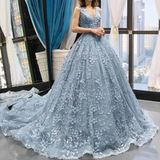 Promfast Chic African Lace Prom Dress A Line 3D Floral Prom Gown HZ0527