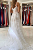 Promfast Elegant V Neck Mermaid Open Back Champagne Lace long Prom Dresses, Champagne Lace Formal Graduation Evening Dresses HZ0527