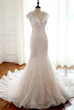 Promfast Chic Trumpet Mermaid Wedding Dresses Long Modest Cheap Wedding Dress With Lace HZ0527