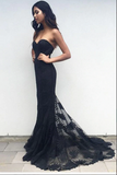 Promfast Black Sweetheart Mermaid Lace Prom Dress,Chic Prom Dress,Party Prom Gowns HZ0527