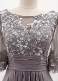 Promfast A line Chiffon Half Sleeves Cheap Mother of the Bride Dresses With Sequins HZ0527