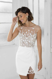 Promfast Perfect White Short Bridal Party Dress Lace Homecoming Dress HZ0527
