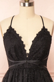 Promfast Black Lace Straps A-line Short Party Dress Lace Homecoming Dresses HZ0527