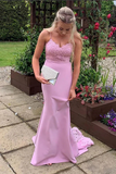 Lavender Lace Mermaid Prom Dresses With Train, Lace Bridesmaid Dress HZ0527