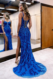 Sparkly Sweetheart Side Split Appliques Prom Formal Dress HZ0527