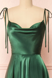 Simple Satin Long A Line Prom Dress, Spaghetti Straps Evening Dress HZ0527