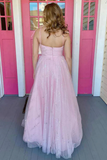 Pink Tulle A Line Sweetheart Simple Prom Dresses, Long Formal Dresses HZ0527