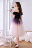 A Line Off the Shoulder Lovely Ombre Tulle Homecoming Dress HZ0527