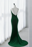 Green Mermaid Velvet Long Prom Dress, Green Long Evening Dress HZ0527