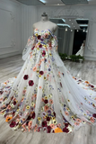 Glam Fairy Tulle Sweetheart 3D Floral Flowers Wedding Dress, Floral Formal Dress HZ0527