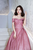Beautiful Gradient Floor Length A Line Prom Dress, Off the Shoulder Evening Party Dress HZ0527