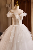Ivory Spaghetti Strap Lace Beaded Party Dress, Ivory Floor Length A Line Prom Dress HZ0527