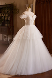 Ivory Spaghetti Strap Lace Beaded Party Dress, Ivory Floor Length A Line Prom Dress HZ0527