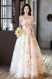 A line Sweetheart Neck Champagne Long Prom Dress, Champagne Long Formal Dress HZ0527