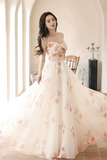 A line Sweetheart Neck Champagne Long Prom Dress, Champagne Long Formal Dress HZ0527