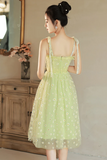 Light Green Tulle Beaded Short Evening Dress, Green Tulle Prom Dress HZ0527