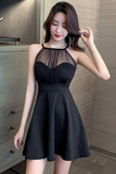 Black A Line Halter Short Homecoming Dresses,Cheap Short Prom Dresses HZ0527
