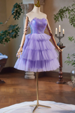 Lavender Cute Sweetheart Homecoming Dress, Lavender Short Prom Dress HZ0527