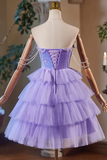 Lavender Cute Sweetheart Homecoming Dress, Lavender Short Prom Dress HZ0527