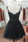Straps Sweetheart Lace Cute Black Homecoming Dress Cocktail Dress HZ0527