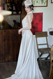 Elegant Lace and Satin Halter Long Wedding Party Dress, Long Formal Gowns HZ0527