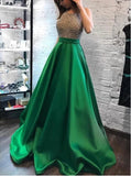 A-Line Halter Backless Sweep Train Royal Blue Prom Dress with Beading Pockets HZ0527